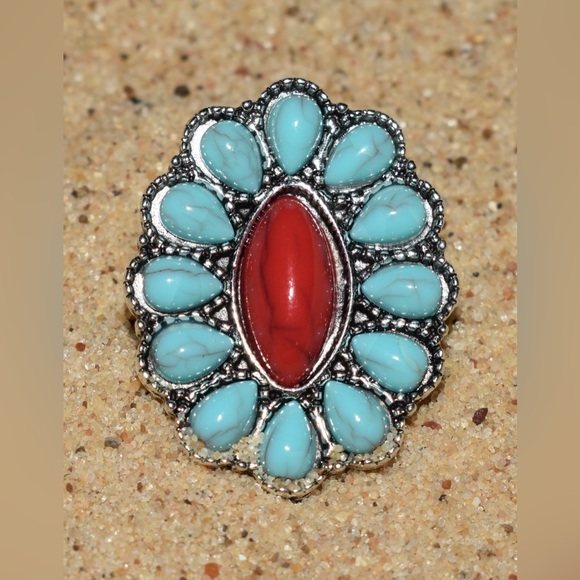 Oversized Faux Turquoise Stone Ring - Picture 2 of 3